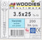 WOODIES® Ultimate Platverzonkenkopschroef Torx Verzinkt 3,5x25 Deeldraad VE=200 - 61535272