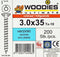 WOODIES® Ultimate Platverzonkenkopschroef Torx Verzinkt 3x35 Voldraad VE=200 - 61530341