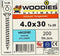 WOODIES® Ultimate Platverzonkenkopschroef Torx Verzinkt 4x30 Voldraad VE=200 - 61540313