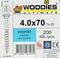 WOODIES® Ultimate Platverzonkenkopschroef Torx Verzinkt 4x70 Deeldraad VE=200 - 61540481
