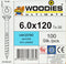 WOODIES® Ultimate Platverzonkenkopschroef Torx Verzinkt 6x120 Deeldraad VE=100 - 61560641