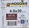 Woodies ultimate spaanplaatschroef 4x30mm - platkop - RVS/410 - deeldraad - T20 - 61842311 (Per 200 stuks)
