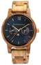 WoodWatch Sailor-40MM-Houten band-Analoog-Dag/Datum aanduiding-Blauwe wijzerplaat-Extra Schakels.