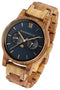 WoodWatch Sailor-40MM-Houten band-Analoog-Dag/Datum aanduiding-Blauwe wijzerplaat-Extra Schakels.