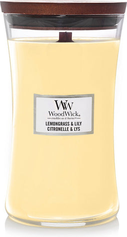 WoodWick Hourglass Large Geurkaars - Lemongrass & Lily