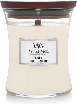 WoodWick Hourglass Medium Geurkaars - Linen - 60 branduren
