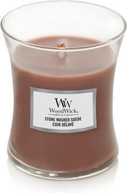 WoodWick Hourglass Medium Geurkaars - Stone Washed Suede
