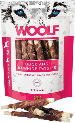 Woolf Duck and Rawhide Twister-Hondensnack-Kauwstok-100 gr