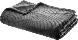 Woonplaid | Antraciet Grijs | Fleeceplaid met palmblad patroon | 125x150cm