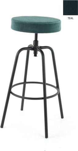 Workliving Barkruk Hoog Rond - Velvet Earth Teal