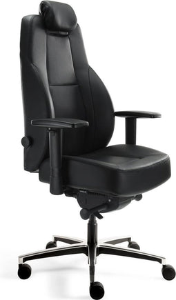 Workliving Delta-5 Leer - Ergonomische 24-uurs Bureaustoel