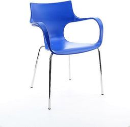 Workliving Stapelbare Stoel Jim - Blauw Aluminium Onderstel