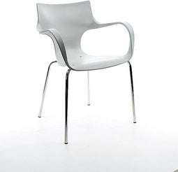 Workliving Stapelbare Stoel Jim - Middel Grijs Aluminium Onderstel