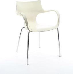 Workliving Stapelbare Stoel Jim - Vanille Aluminium Onderstel