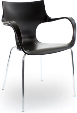 Workliving Stapelbare Stoel Jim - Zwart Aluminium Onderstel