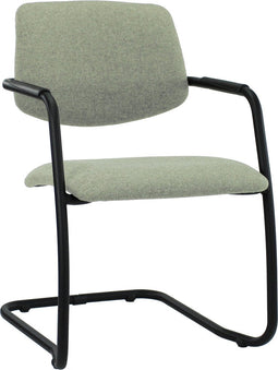 Workliving Vergaderstoel X5 - Sledeframe - Wolvilt Fenice 455 zachtgroen - frame zwart