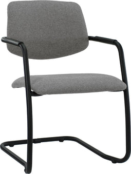 Workliving Vergaderstoel X5 - Sledeframe - Wolvilt Fenice 602 middengrijs - frame zwart