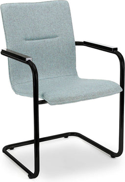 Workliving Vergaderstoel X6 - Sledeframe - Wolvilt Fenice 351 zachtblauw - frame zwart