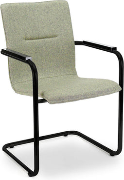 Workliving Vergaderstoel X6 - Sledeframe - Wolvilt Fenice 455 zachtgroen - frame zwart