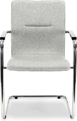 Workliving Vergaderstoel X6 - Sledeframe - Wolvilt Fenice 601 lichtgrijs - frame chroom