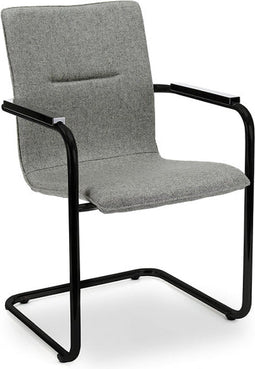 Workliving Vergaderstoel X6 - Sledeframe - Wolvilt Fenice 602 middengrijs - frame zwart