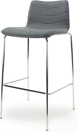 Workliving Verona Barkruk 75 cm - Middengrijs Wolvilt - Chroom onderstel