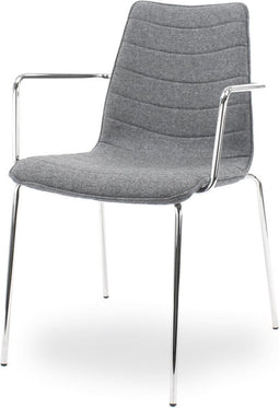Workliving Verona Eetkamerstoel / Vergaderstoel met Armleuning - Middengrijs Wolvilt - Chroom onderstel