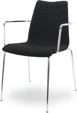 Workliving Verona Eetkamerstoel / Vergaderstoel met Armleuning - Zwart Mirage - Chroom onderstel