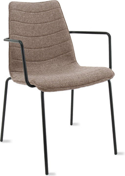 Workliving Verona Eetkamerstoel / Vergaderstoel - Met Armleuningen - Wolvilt Fenice 511 lichtbruin - frame zwart