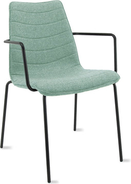 Workliving Verona Eetkamerstoel / Vergaderstoel - Met Armleuningen - Wolvilt Fenice 455 zachtgroen - frame zwart