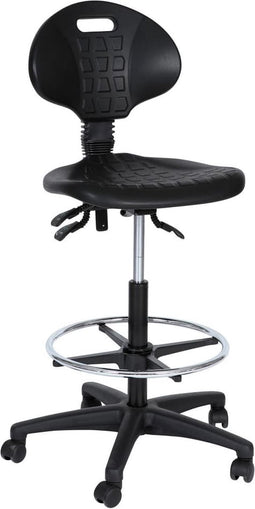 Workliving Werkstoel B PUR Hoog - Nylon onderstel - Wielen - Voetenring - Baliestoel - Kassastoel - (Ongemonteerd)