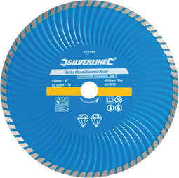Silverline Diamant turbo wave snijschijf - Ø 230 mm - Gesloten velg - Voor nat en droog slijpen