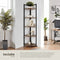 Tectake Hoekkast Castlebar - Staande kast - 5 niveaus - 30 x 30 x 150 cm - Zwart stalen frame (Donkerbruin)