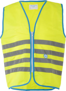 Wowow Veiligheidshesje kind met rits EN 1150 - Fun Fietsjas - Maat M - Unisex - geel/blauw/zilver