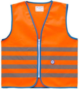 Wowow Veiligheidshesje kind met rits EN 1150 - Fun Fietsjas - Maat S - Unisex - oranje/blauw/zilver