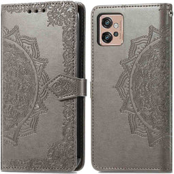 iMoshion Hoesje Geschikt voor Motorola Moto G32 Hoesje Met Pasjeshouder - iMoshion Mandala Bookcase - Grijs