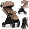 Lionelo Ingrid - Buggy - Auto-Folding Systeem - 360° EVA Wielen - XXL Luifel UPF50+ - Beige