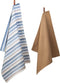 Ten Cate Theedoeken en Keukendoeken Set - 1x Keukendoek 50x50 cm 1x Theedoek 60x65 cm - 100% Katoen - Blauw en Zand (2 stuks)