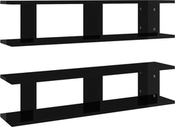 vidaXL - Wandschappen - 2 - st - 90x18x20 - cm - spaanplaat - hoogglans - zwart