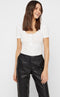 Pieces PCKITTE SS TOP NOOS BC BriWhi - Katoenen top - Korte mouwen - Maat XS