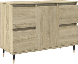 vidaXL - Badkamerkast - 80x33x60 - cm - bewerkt - hout - sonoma - eikenkleurig