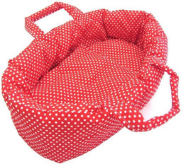 Poppendraagmand Rood Met Witte Stippen 40Cm