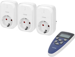 Virone Draadloze Schakelaar - Set van 3 Stopcontacten met Afstandsbediening - Bereik 30 meter - Max. 3680 Watt - Wit