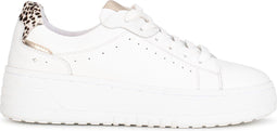 PS Poelman ANEMONE - Dames sneakers - Plateauzool 45 cm - Wit met panterprint