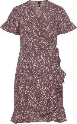 VERO MODA VMHENNA 2/4 WRAP FRILL DRESS - Mini wikkeljurk met print en ruches - M