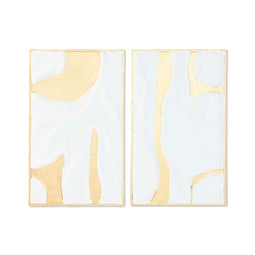 Wanddecoratie Home ESPRIT Wit Gouden Modern 48 x 2,5 x 80,5 cm (2 Stuks)