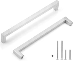 Handgreep RVS Vierkant | 14cm | Inclusief bevestigingsbouten | Zilver | Meubelhandvat | greep | Keukengreep | Hand Grepen | Deurgreep Staal | Metaal | Strak Meubelbeslag | schuifdeur | Handvat | Greep | Schuifdeurgreep | Roestvrij | Hartafstand 128mm