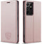 Hoes Geschikt voor Samsung S21 Ultra Hoesje Bookcase met Anti Skim Bescherming - Pasjes RFID Beschermd Cover - Roze Goud - Luxe Telefoonhoesje Wallet Case Pasjeshouder PU Leder