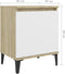 vidaXL - Nachtkastjes - met - metalen - poten - 40x30x50 - cm - sonoma - eiken - en - wit