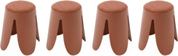 sweeek Niki - Set van 4 stapelkrukken - Boucléstof Ø30 / 44 x H46cm - Terracotta